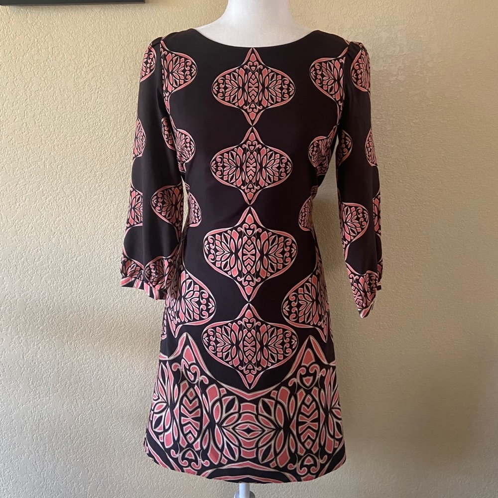 Ann Taylor brown and coral tie back dress XS